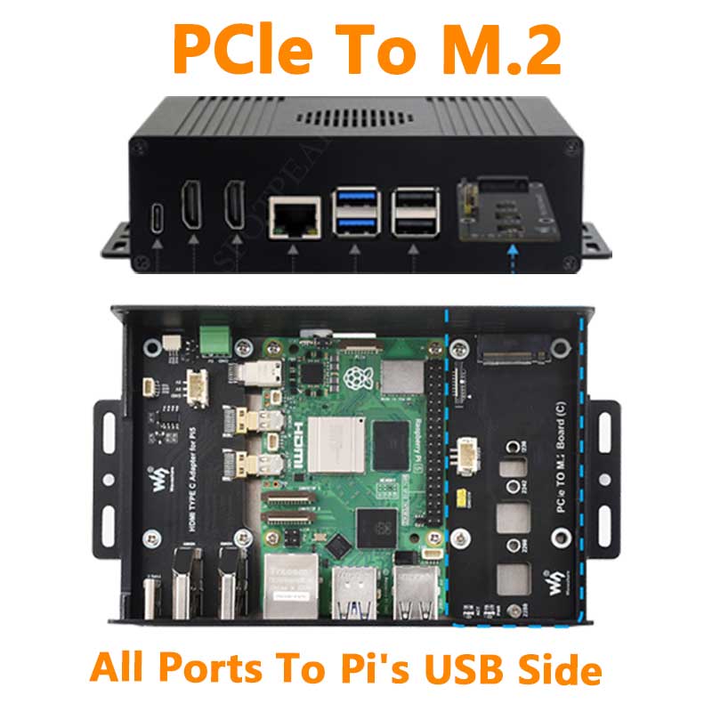 Raspberry Pi Kit - Raspberry Pi 5-boxbehuizing Kit-C PCIe naar