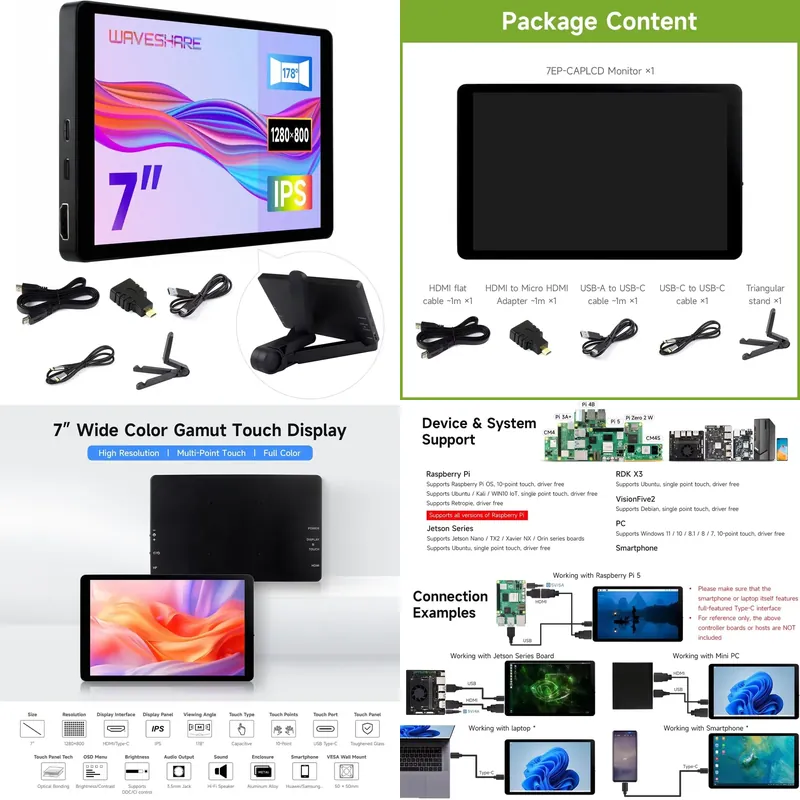 Pi Zero - voor Aismartlink Waveshare 7 Inch 1280x800